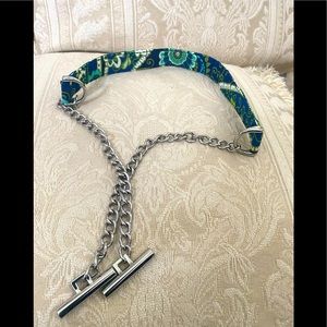 Vera Bradley Green-Blue Floral Quilted/Silver Chain Strap